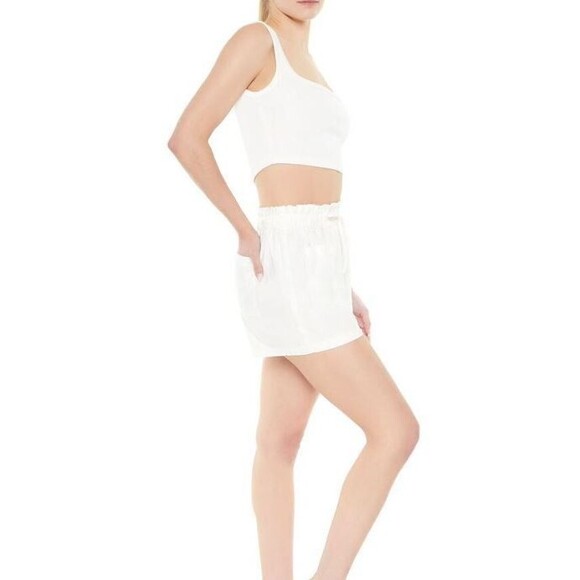 NWT Forever 21 Women Shorts Linen-Blend Paperbag Drawstring Pockets Large - Picture 1 of 14